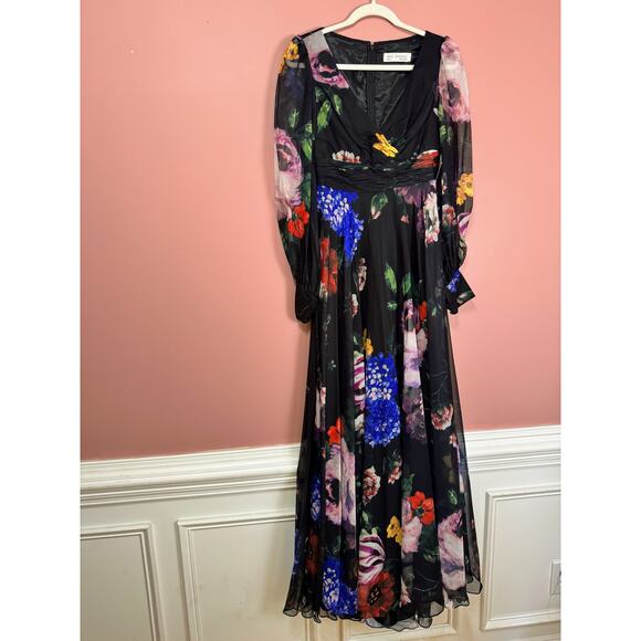 NEW NWT Mac Duggal Bishop Sleeve Floral Print Dress  STYLE 67872 Size 2 - Picture 3 of 7